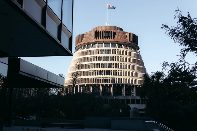 The Beehive New Zealand Parliament House.