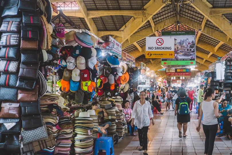 Ben Thanh Market stalls and shops.