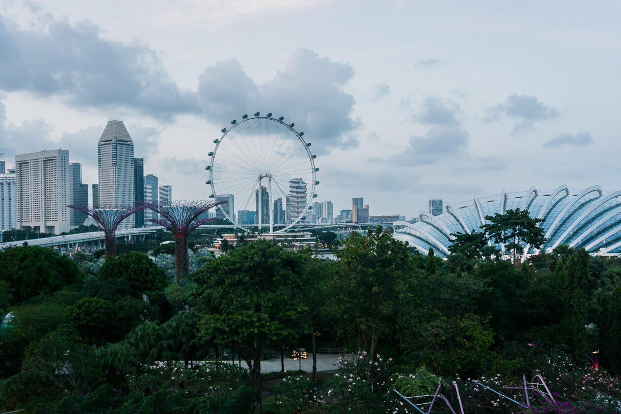 Gardens by the Bay and the Singapore Flyer.