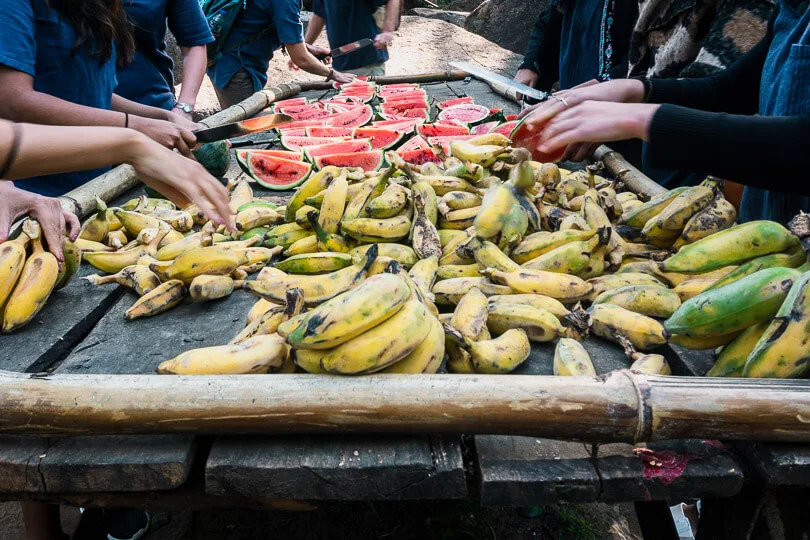 Preparing food for the elephants at Elephant Nature Park, a sanctuary in Chiang Mai, Thailand.
