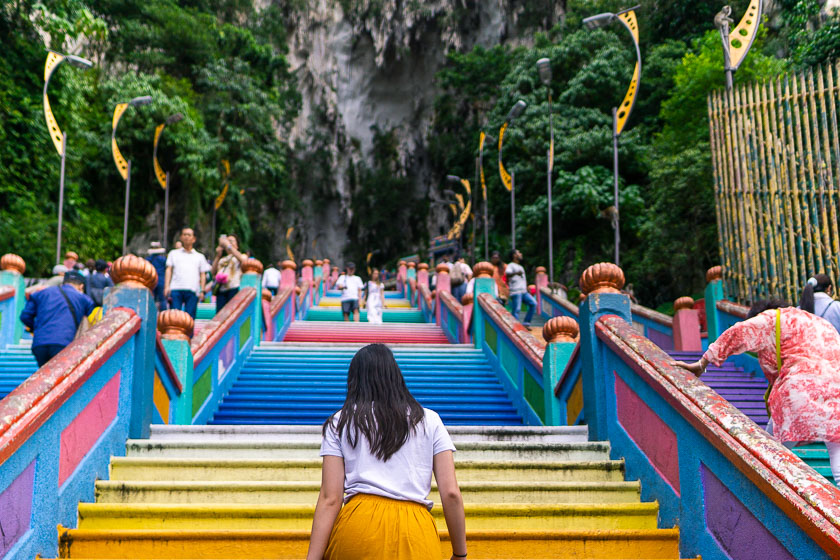 The colourful Batu Caves steps.