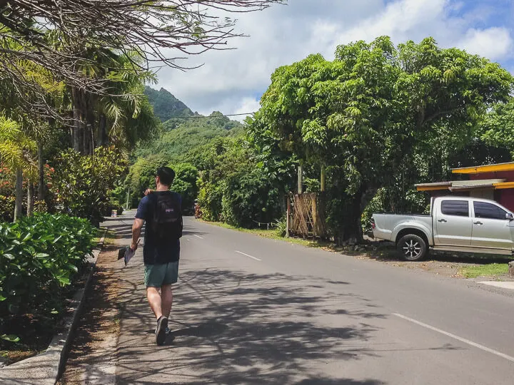 Walking down the one main road in Rarotonga