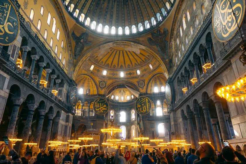 Inside the Hagia Sophia Mosque.